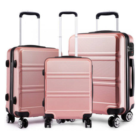 Ružová sada luxusných kufrov s TSA zámkom &quot;Travelmania&quot; - veľ. M, L, XL