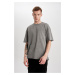 DEFACTO Comfort Regular Fit Relaxed Pattern Crew Neck Washed Faded Effect Short Sleeve T-Shirt