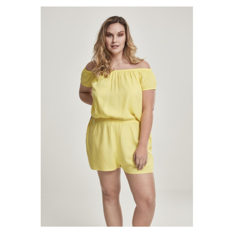Women's short off-the-shoulder jumpsuit - light yellow Urban Classics