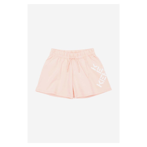Detské krátke nohavice Kenzo Kids ružová farba, nastaviteľný pás