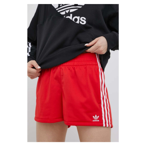 Šortky adidas Originals Adicolor HE9495 HE9495-VIVRED, dámske, červená farba, jednofarebné, vyso