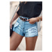 Denim shorts with decorative pockets