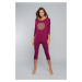 Pyjamas Mandala 3/4 sleeve, 3/4 leg - wine