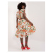 Ecru-Orange Floral Summer Dress