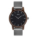 Drevené dámske hodinky strieborno-čiernej farby s kovovým remienkom