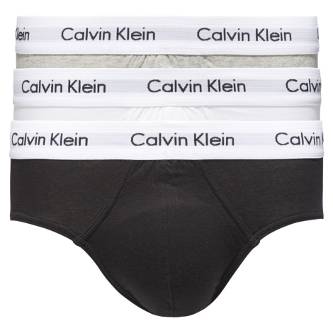 Pánske slipy 3 Pack Briefs Cotton Stretch 0000U2661G998 čierna/biela/sivá - Calvin Klein