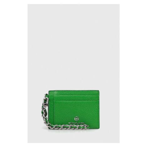 Kožené puzdro na karty MICHAEL Michael Kors dámsky, zelená farba