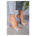 Topánky Shoeberry Women's Princess White Transparent Bow Stony Heel