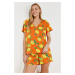 Trendyol Orange 100% Cotton Fruit Patterned Knitted Pajama Set