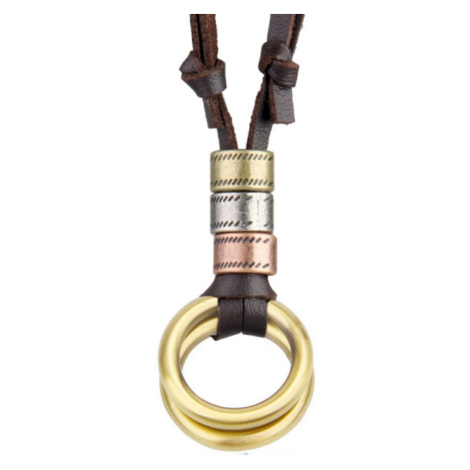 Kožený náhrdelník s príveskom Gold Rings