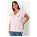 Trendyol Curve Pink 100% Cotton T-shirt