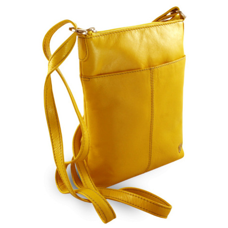 Žltá kožená zipsová kabelka 212-3013-86 Arwel