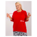 Red blouse plus sizes with a round neckline