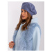 Grey-blue women's beret with appliqués