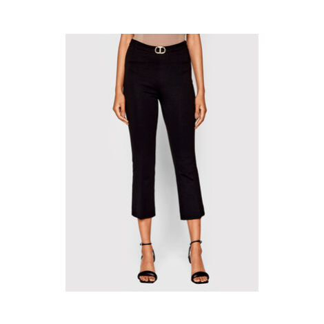 TWINSET Bavlnené nohavice 222TP2414 Čierna Regular Fit