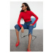 Trendyol Red High Collar Fitted Knitted Blouse