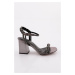 DGN 806 Women's Silver Spike Heeled Sandals with Stones.