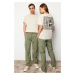 Trendyol Light Khaki Unisex Regular Fit Elastic Waistband Cargo Pocket Trousers