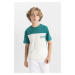 DEFACTO Boy's Crew Neck Color Block Printed Short Sleeve T-Shirt