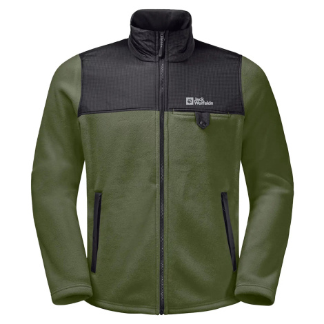 TMAVOZELENÁ PÁNSKA FLEECOVÁ BUNDA JACK WOLFSKIN DNA GRIZZLY FLEECE FZ M 1709982-4129