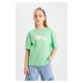 DEFACTO Girl Relax Fit Crew Neck Printed Short Sleeve T-Shirt