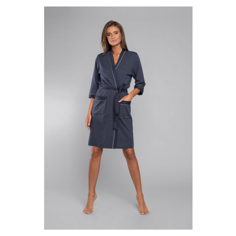 Montana 3/4 sleeve bathrobe - navy blue Italian Fashion