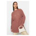 Trendyol Dusty Rose Openwork and Tassel Detailed Tiko Thessaloniki Knitted Sweater