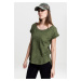 Women's long-back T-shirt in the shape of a spray with olive dye