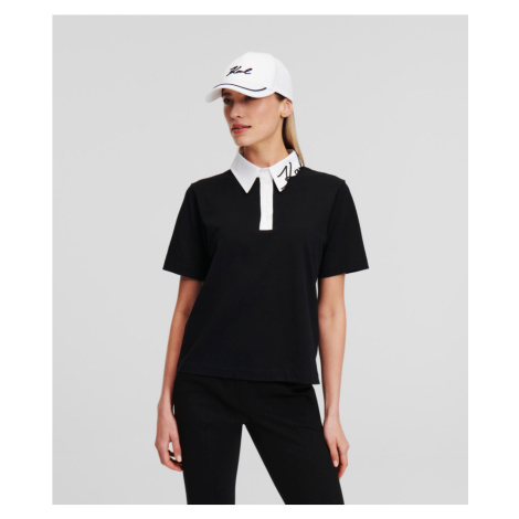 Tričko Karl Lagerfeld Karl Signature Polo Black