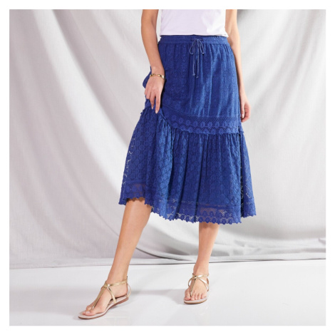 Midi sukňa z čipky a macramé Blancheporte