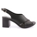 DGN 5450 Women's Cross Strap Heeled Sandals Genuine Leather Black