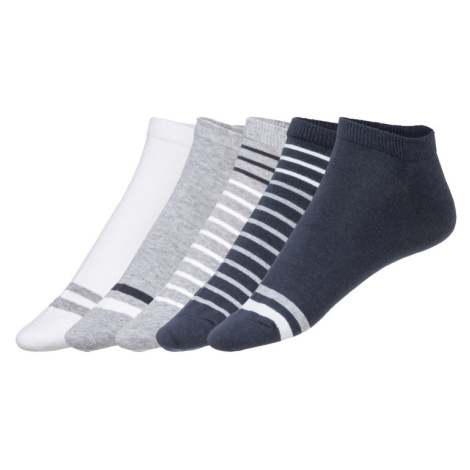 LIVERGY® Pánske členkové ponožky, 5 párov (sivá/biela/námornícka modrá)
