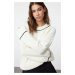 Trendyol Ecru Wide Fit Piping Detailed Knitwear Sweater