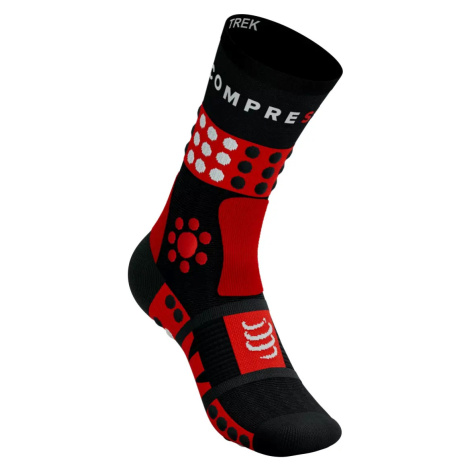COMPRESSPORT Cyklistické ponožky klasické - TREKKING - čierna/červená