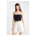 DEFACTO Fall In Love Thin Strap Crop Cotton Black Undershirt