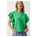 Happiness İstanbul Women's Green Scalloped Knitted Blouse