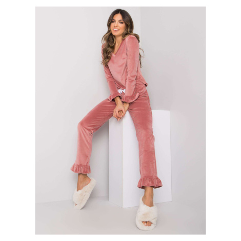 Dusty pink velour pajamas with Camille RUE PARIS trousers
