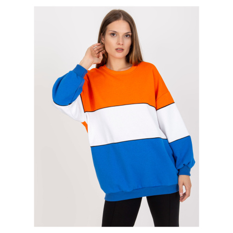 Basic oversize sweatshirt RUE PARIS in orange and blue color