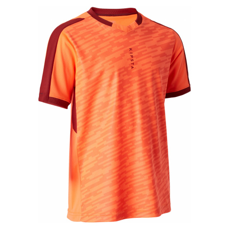 KIPSTA Detský futbalový dres s krátkym rukávom F520 oranžovo-bordový ČERVENÁ