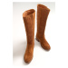 LuviShoes Floral Tan Suede Genuine Leather Women's Boots.