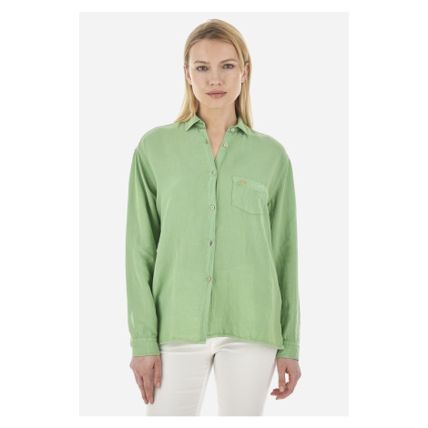Košeľa La Martina Woman Shirt L/S Viscose Linen Zelená