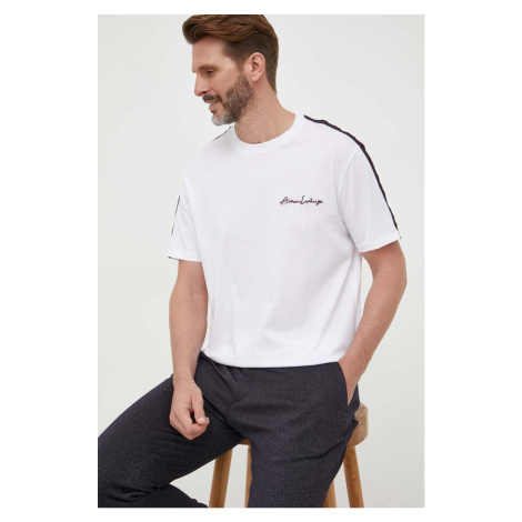 Bavlnené tričko Armani Exchange biela farba, s nášivkou
