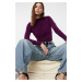 Trendyol Plum Gathered Square Neck Fitted Stretchy Knitted Blouse