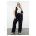 Trendyol Curve Black Wide Leg/Wide Leg Labeled Plus Size Woven Fabric Trousers