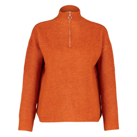 Trendyol Orange Soft Textured Zippered Knitwear Sweater