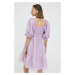 Šaty Bruuns Bazaar fialová farba, mini, áčkový strih