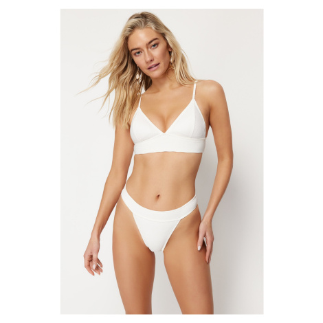 Trendyol Ecru Textured High Leg Regular Bikini Bottom