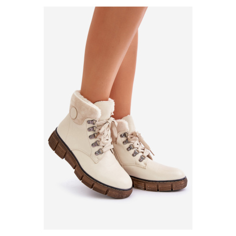 Women's insulated ankle boots with zip beige Mevanisa