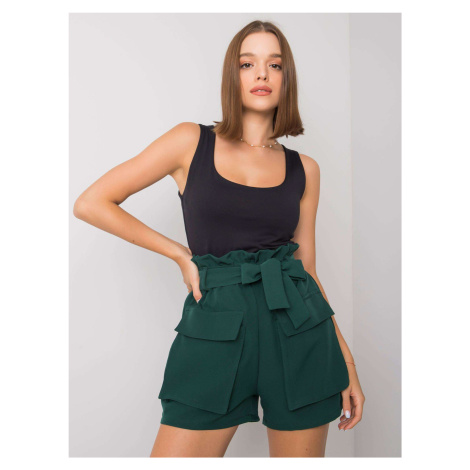 Women's dark green shorts with belt