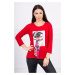 Blouse with graphics and colorful bow 3D red